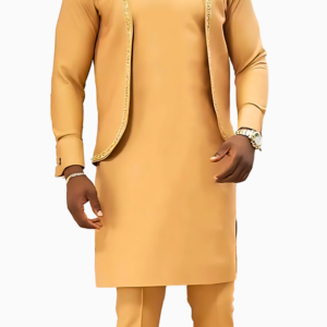 Ensemble Africain Homme Beige élégant et traditionnel