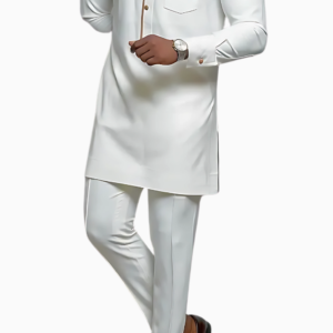 Ensemble Africain Homme Blanc 2 pièces traditionnel
