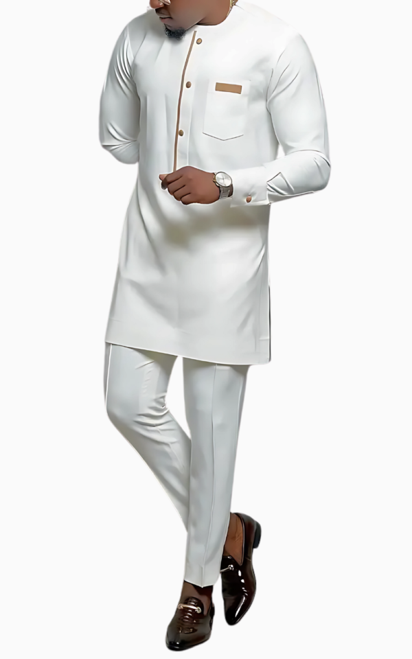 Ensemble Africain Homme Blanc 2 pièces traditionnel