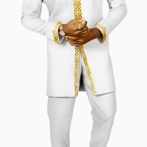 Ensemble Africain Homme Blanc et Doré