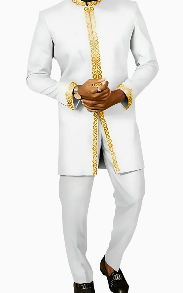 ensemble-africain-homme-blanc-et-dore-1 Ensemble Africain Homme Blanc et Doré