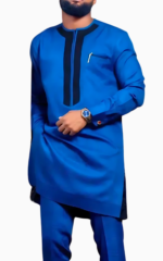 Ensemble Africain Homme Bleu élégant et traditionnel
