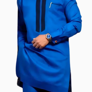 Ensemble Africain Homme Bleu élégant et traditionnel