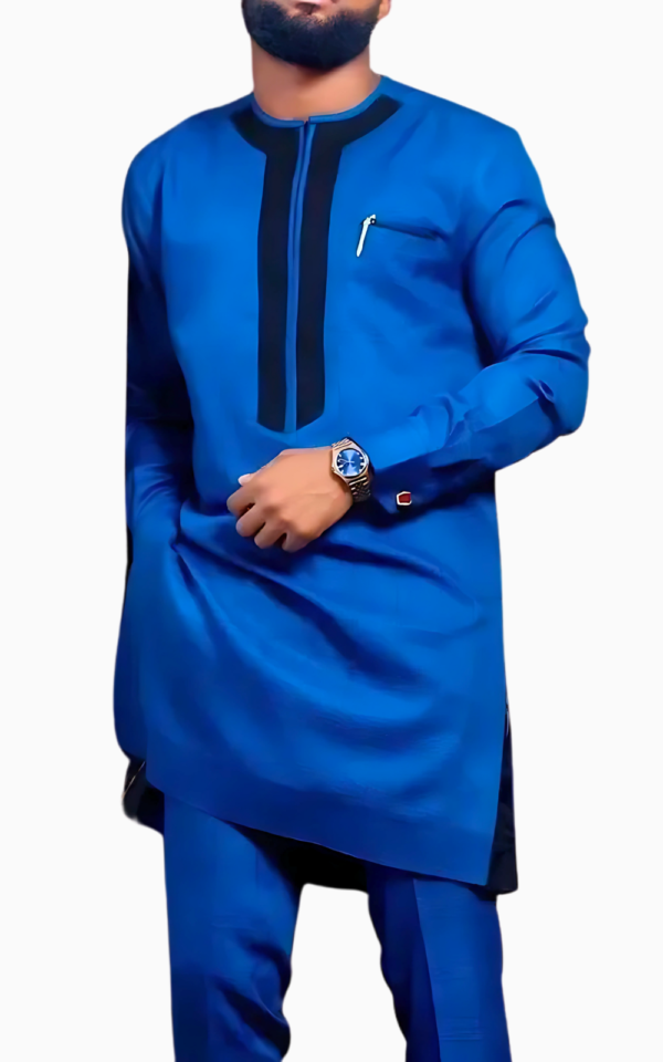 ensemble-africain-homme-bleu-1 Ensemble Africain Homme Bleu élégant et traditionnel