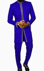 Ensemble Africain Homme Bleu 2 pièces élégant et moderne