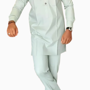 Ensemble Africain Homme Gris Perle élégant et culturel
