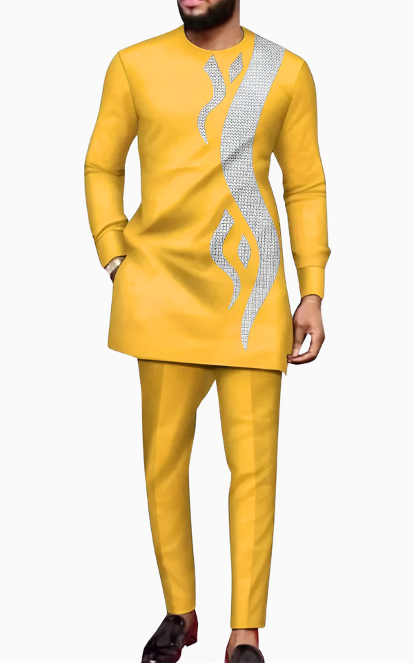 ensemble-africain-homme-jaune-paillete-1 Ensemble Africain Homme Jaune Pailleté