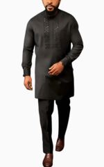 Ensemble Africain Homme Mariage Noir élégant