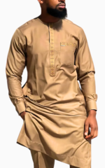Ensemble Africain Homme Marron Clair