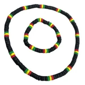 Ensemble Collier Africain Vert Jaune Rouge élégant