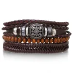 Ensemble de bracelets africains vintage en cuir