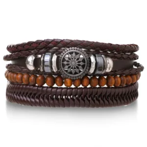 Ensemble de bracelets africains vintage en cuir