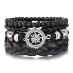 Bracelet vintage en cuir avec design ethnique