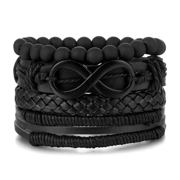 Ensemble de bracelets en cuir aux influences africaines