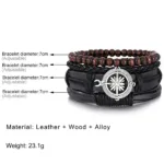 Bracelet en cuir vintage aux touches culturelles