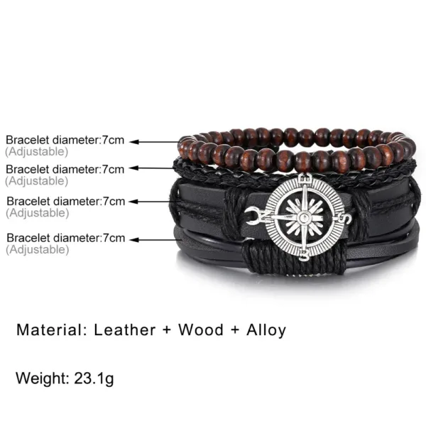 Bracelet en cuir vintage aux touches culturelles