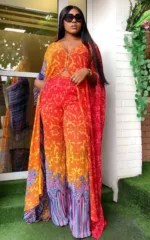Ensemble africain femme avec motif léopard