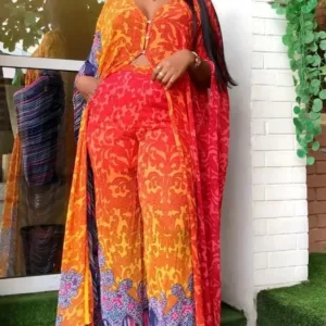 Ensemble africain femme avec motif léopard