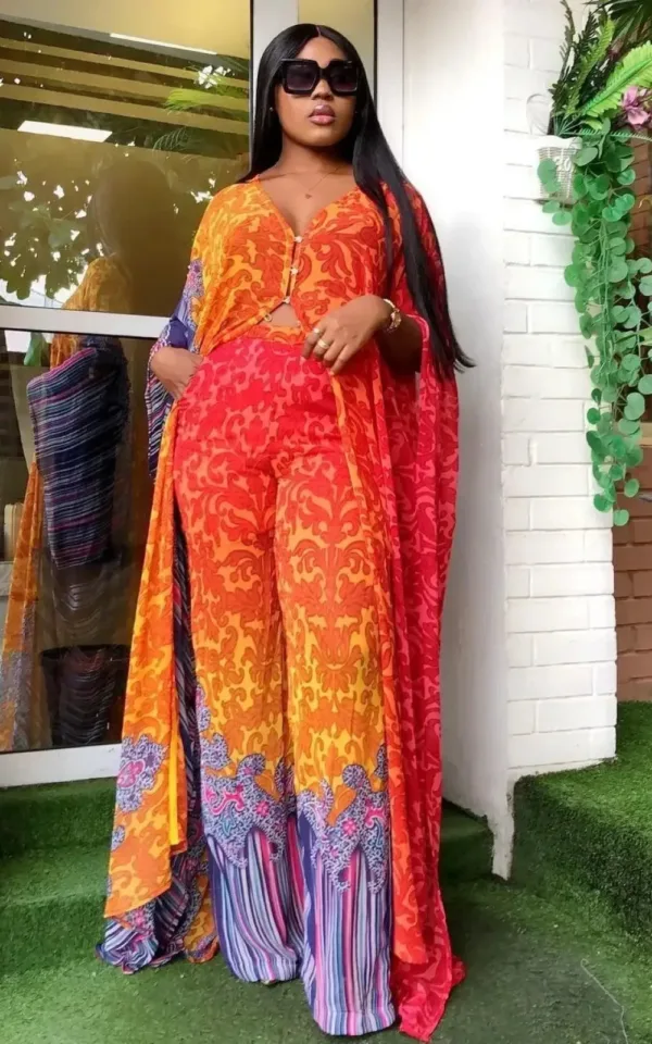 Ensemble africain femme avec motif léopard