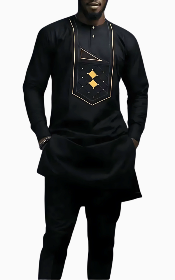 ensemble-motif-africain-homme-noir-1 Ensemble africain homme noir avec motifs traditionnels