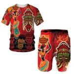 T-Shirt en coton avec motifs africains colorés