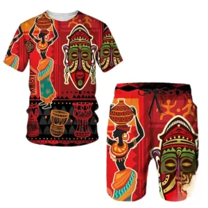 T-Shirt en coton avec motifs africains colorés