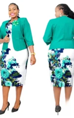Ensemble Veste et Robe Africaine Floral