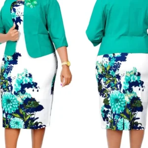 Ensemble Veste et Robe Africaine Floral