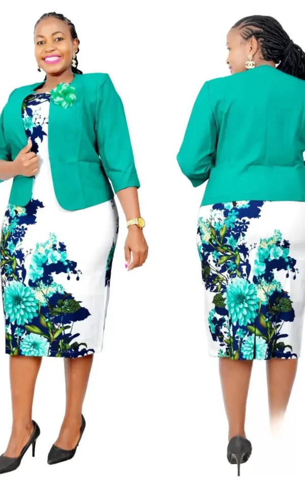 ensemble-veste-et-robe-africaine-floral-1 Ensemble Veste et Robe Africaine Floral