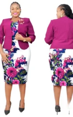 Robe et Veste Africaine à Motifs Floraux