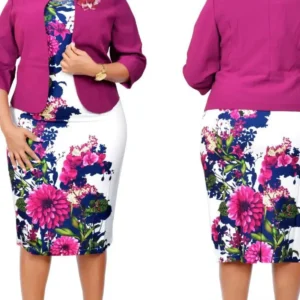Robe et Veste Africaine à Motifs Floraux