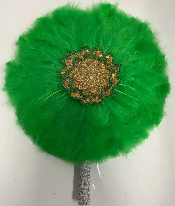 Éventail léger fait main en plumes colorées