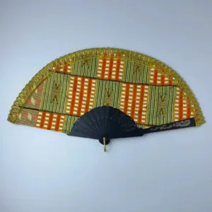 Éventail Africain en tissu Wax coloré et artistique
