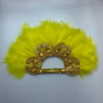 Eventail Plume Africain Jaune élégant et coloré