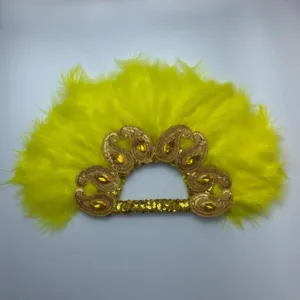 Eventail Plume Africain Jaune élégant et coloré