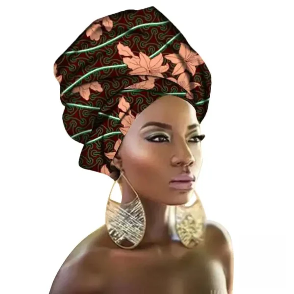 Turban africain avec motifs colorés pour cheveux