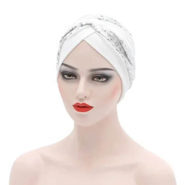 Foulard de tête aux motifs géométriques