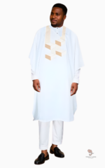 Grand Boubou Bazin Homme Blanc élégant pour occasions spéciales