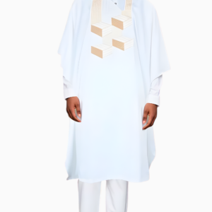 Grand Boubou Bazin Homme Blanc élégant pour occasions spéciales