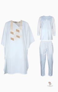 Vêtement masculin africain, Grand Boubou Bazin en blanc