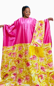 Grand boubou femme avec écharpe en tissu africain