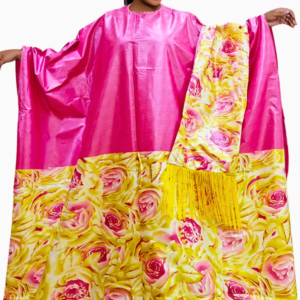 Grand boubou femme avec écharpe en tissu africain
