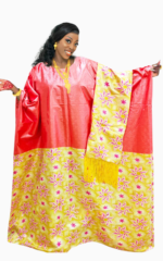 Boubou africain femme coloré avec écharpe assortie