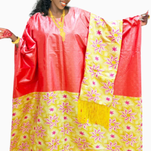Boubou africain femme coloré avec écharpe assortie