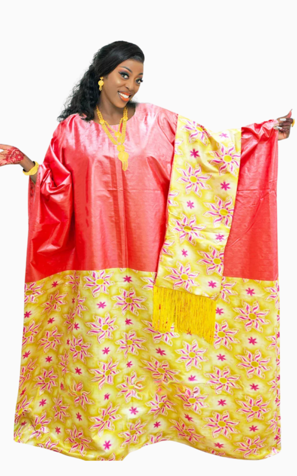Boubou africain femme coloré avec écharpe assortie