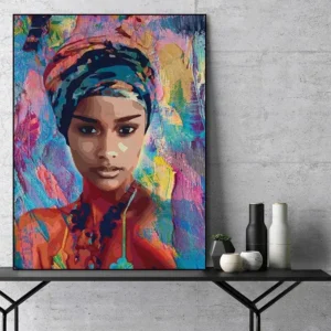Œuvre d'art africaine riche en symboles et en couleurs