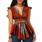 Haut motif africain femme en tissu traditionnel