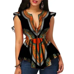 Haut stylé femme avec motifs africains colorés