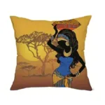 Housses de Coussins Tête de Femmes Africaines en décoration