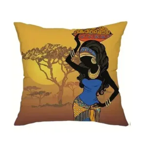 Housses de Coussins Tête de Femmes Africaines en décoration